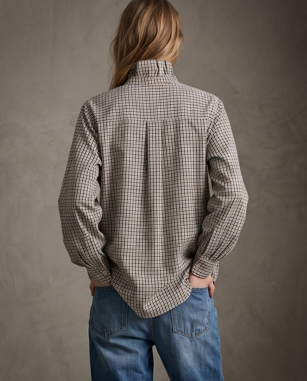 LILLIE | Ruffle Collar Shirt | Check