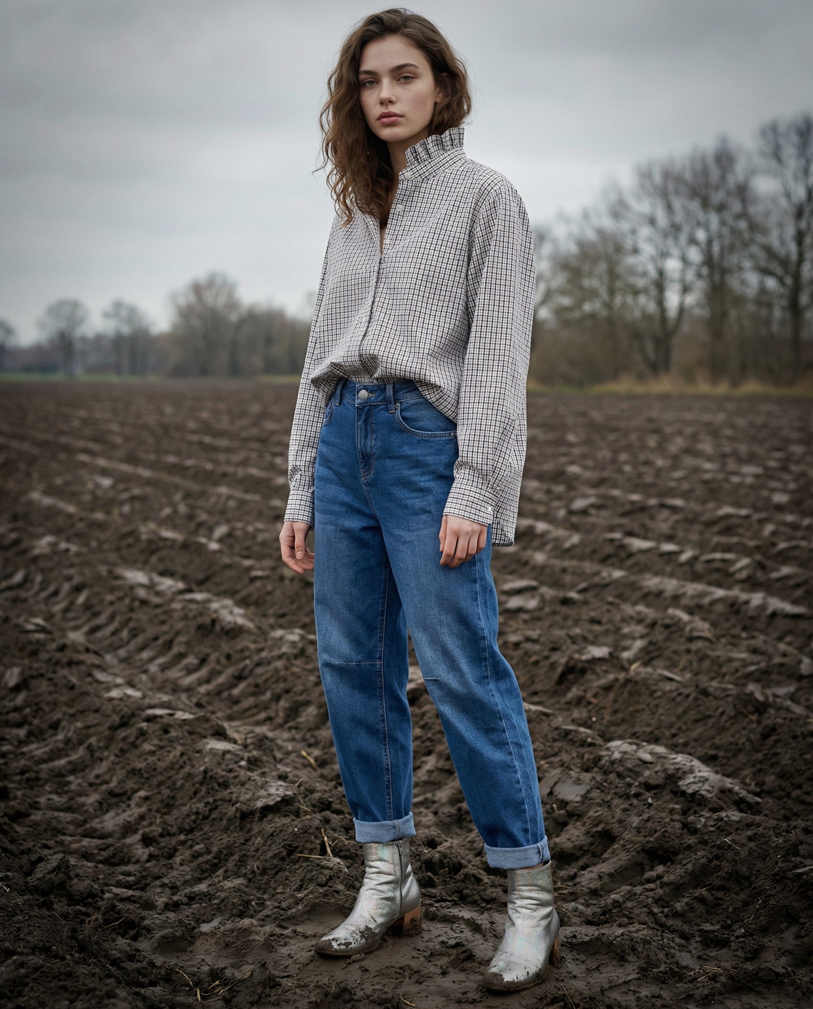 MIRI | Ruffle Collar Shirt in Country Check | Small Check