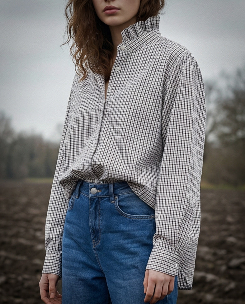MIRI | Ruffle Collar Shirt in Country Check | Small Check