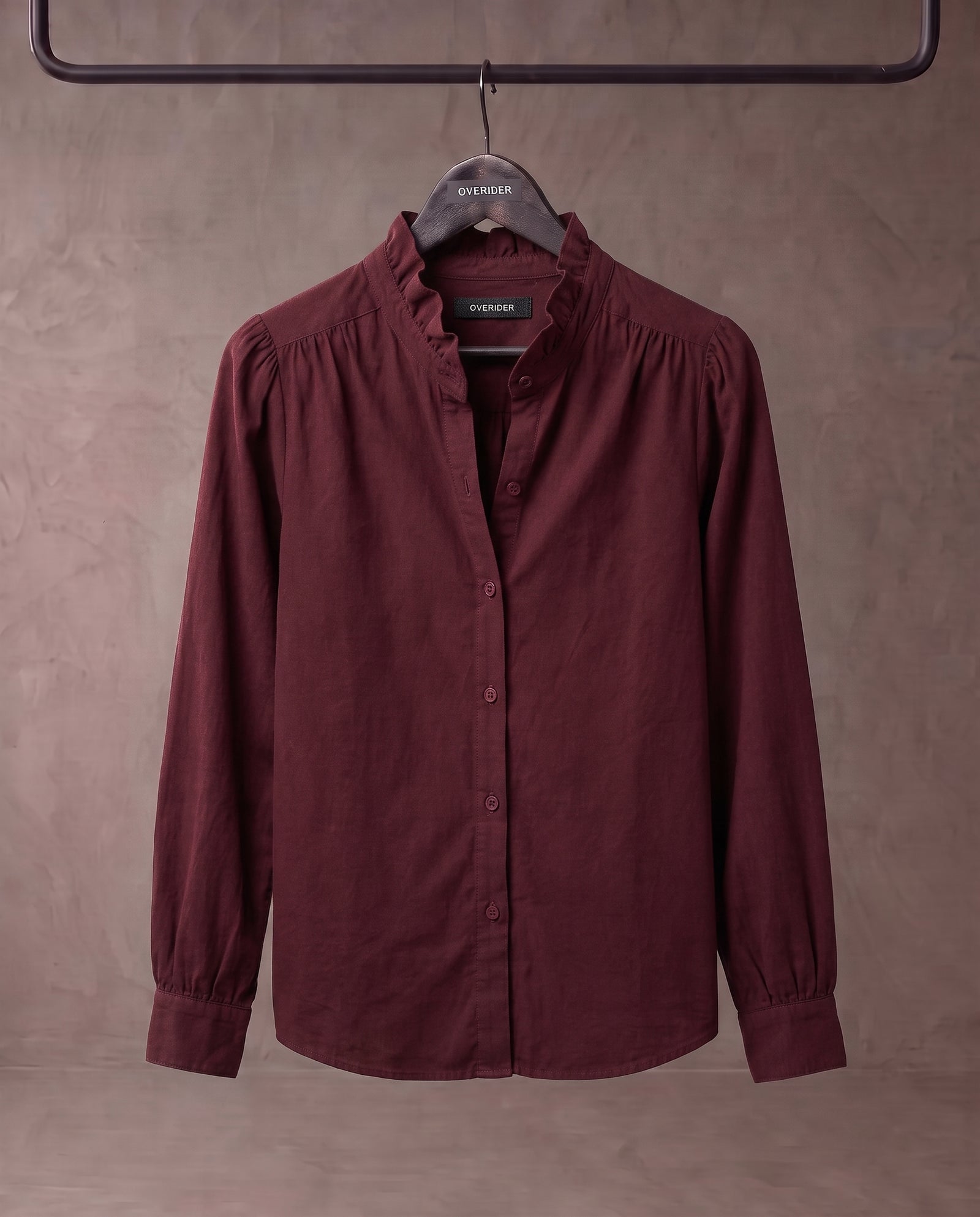 EDEN | Ruffle Collar Shirt | Burgundy