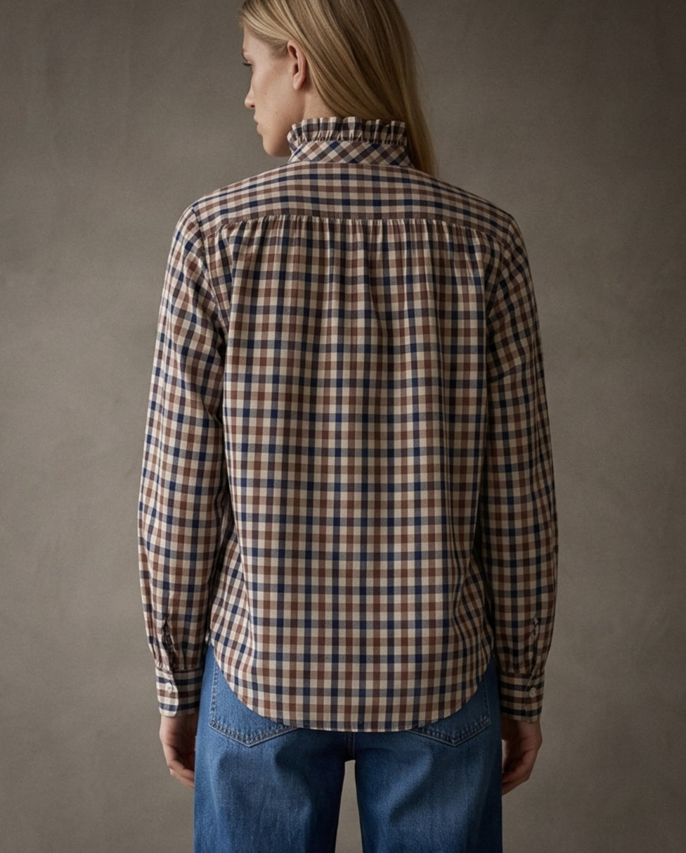 MIKA | Ruffle Collar Shirt | Check