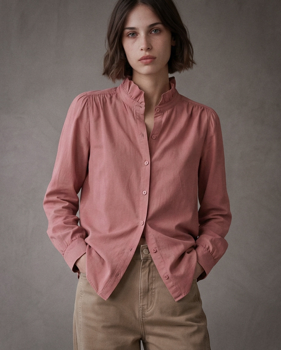 EDEN | Ruffle Collar Shirt | Rose