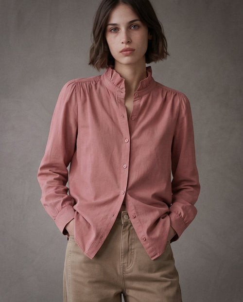 EDEN | Ruffle Collar Shirt | Rose
