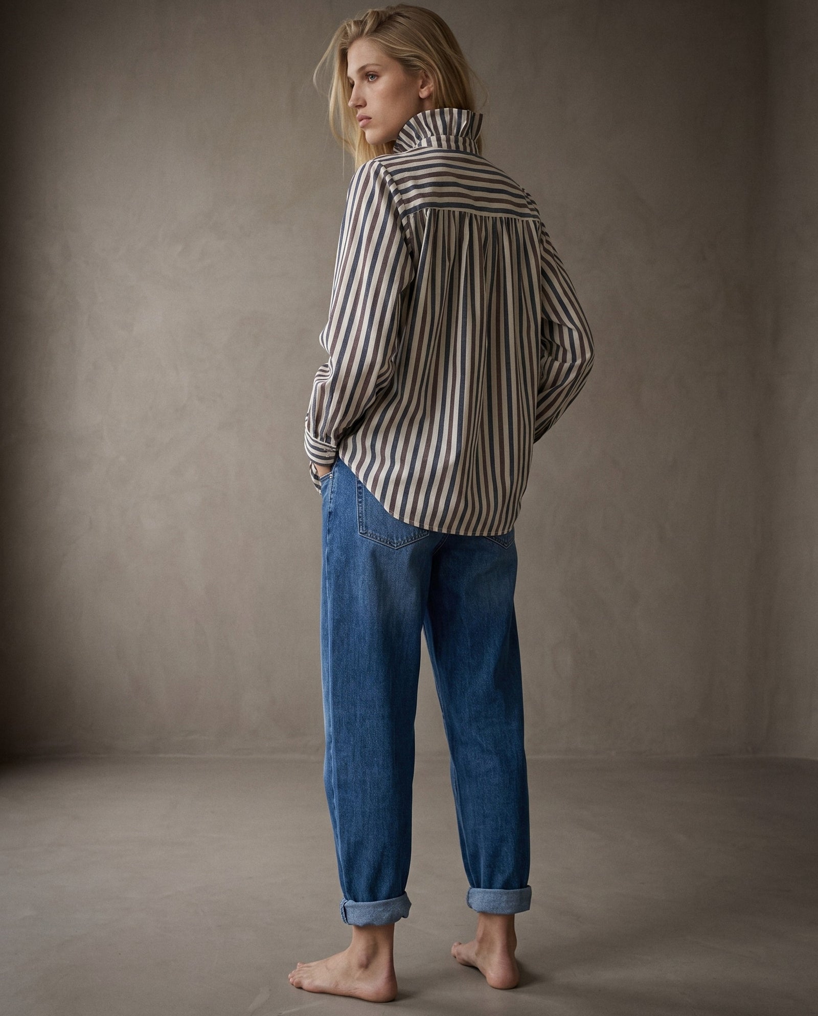 LOU | Ruffle Collar Striped | Stripes