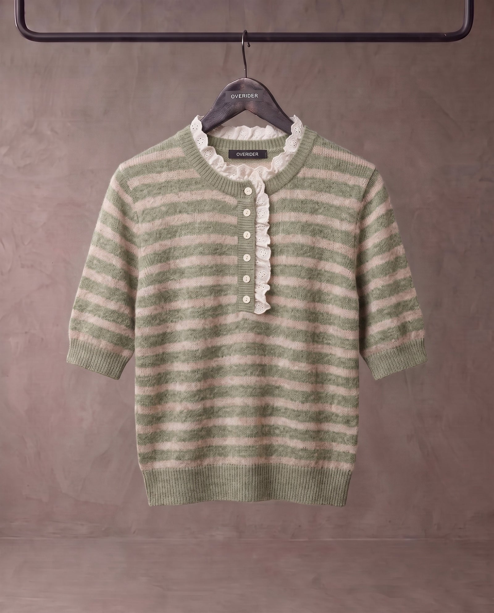 ORSO | Ruffle Trim Knit Top | Sage
