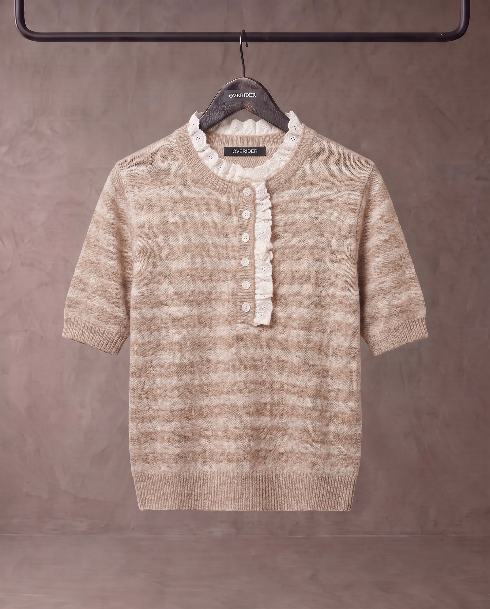 ORSO | Ruffle-Trim Knit Top | Tan