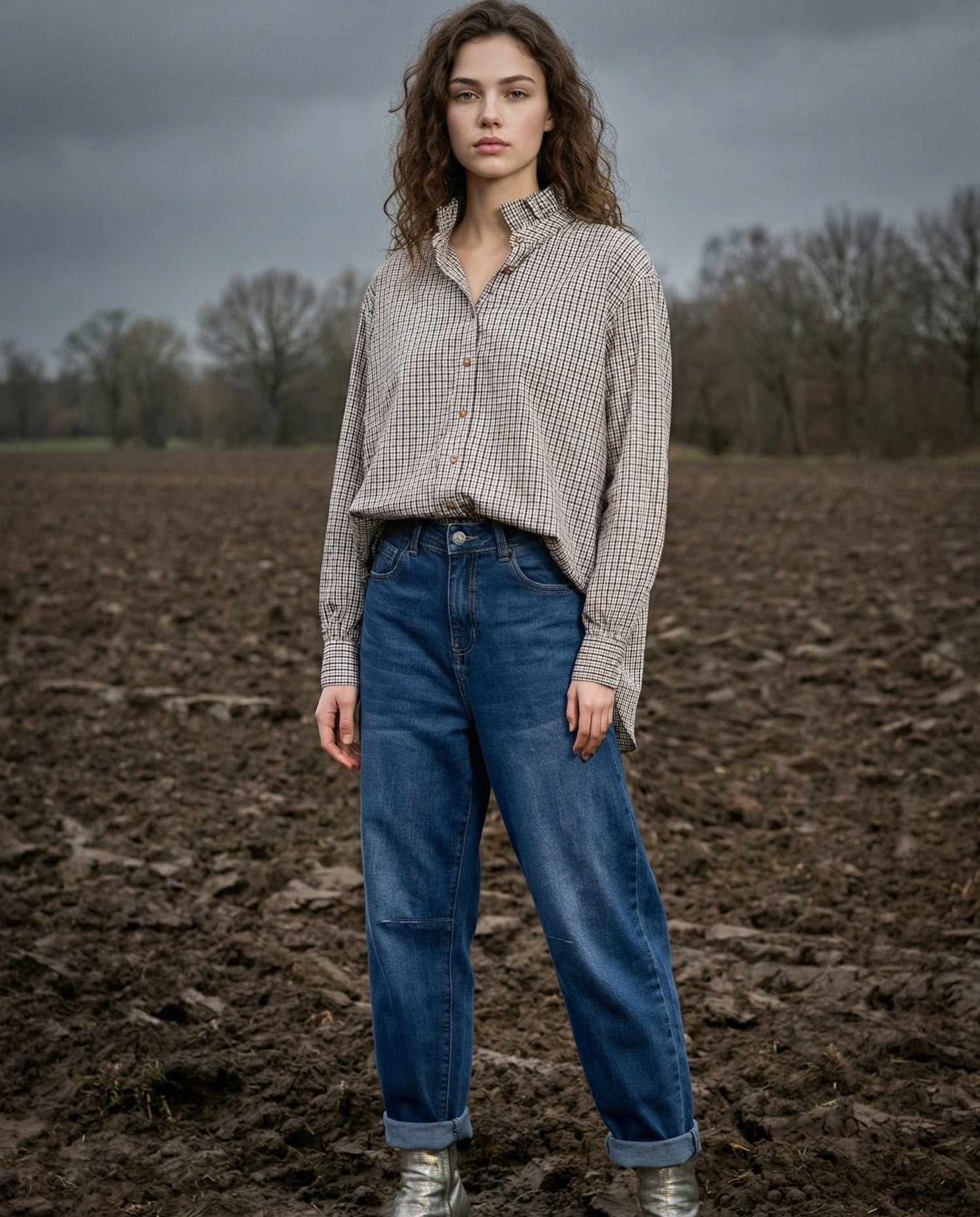 MIRI | Ruffle Collar Shirt in Country Check | Small Check