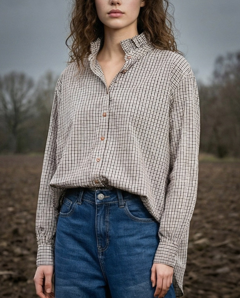 MIRI | Ruffle Collar Shirt in Country Check | Small Check