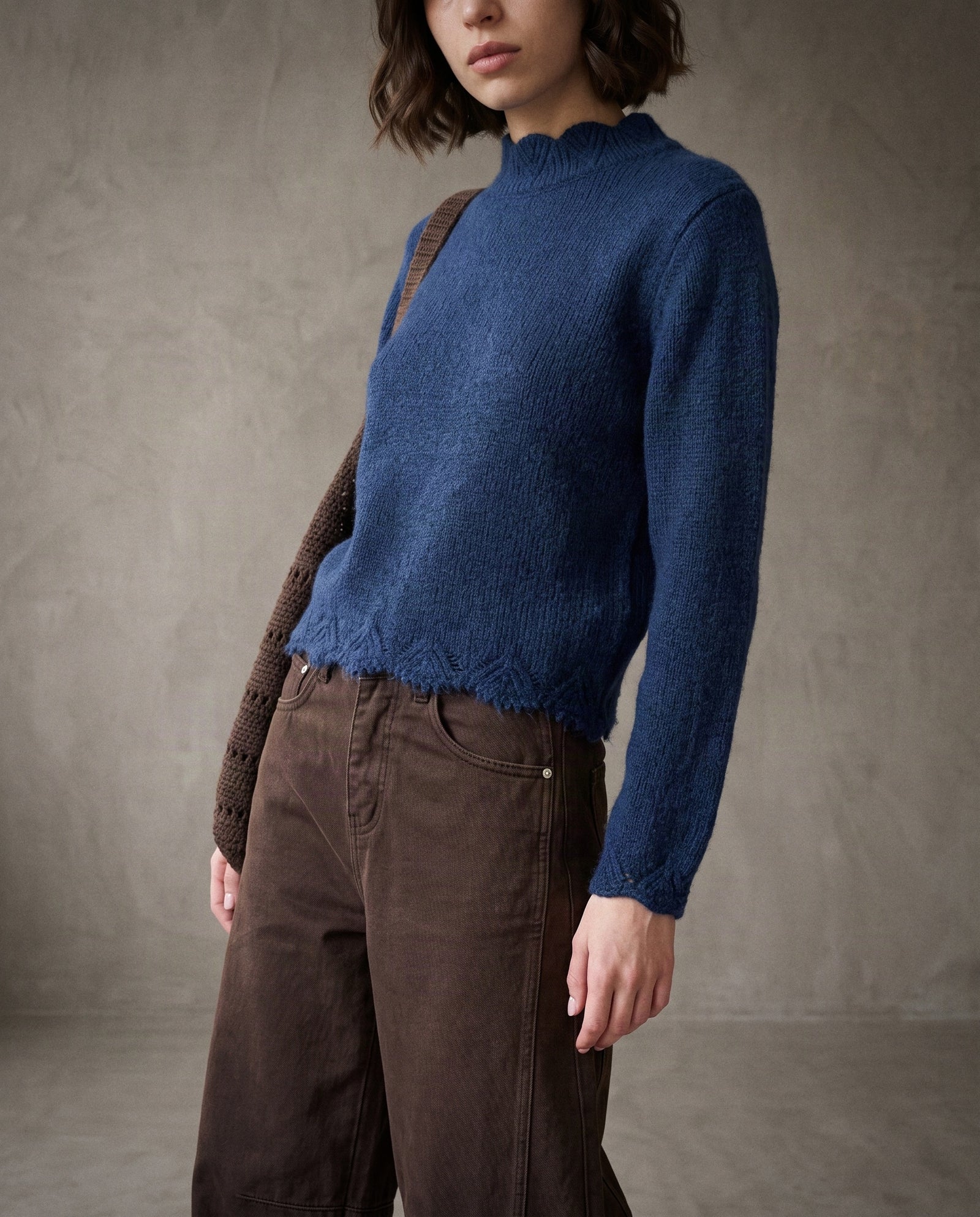 AMANDINE | Scallop Neck Sweater | Ink