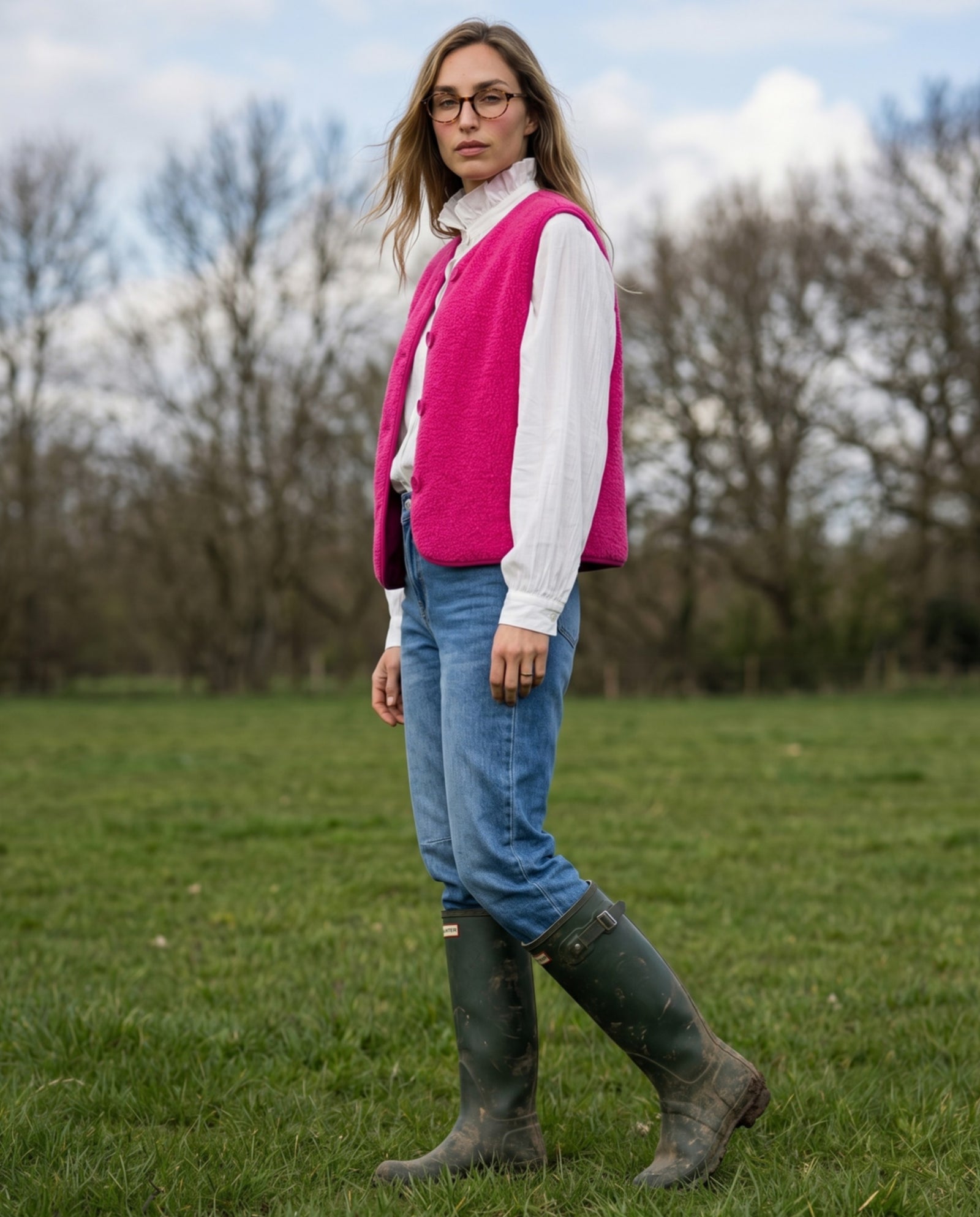 ORNA | Faux Shearling Gilet | Pink