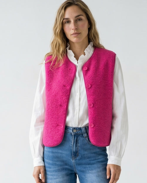 ORNA | Faux Shearling Gilet | Pink