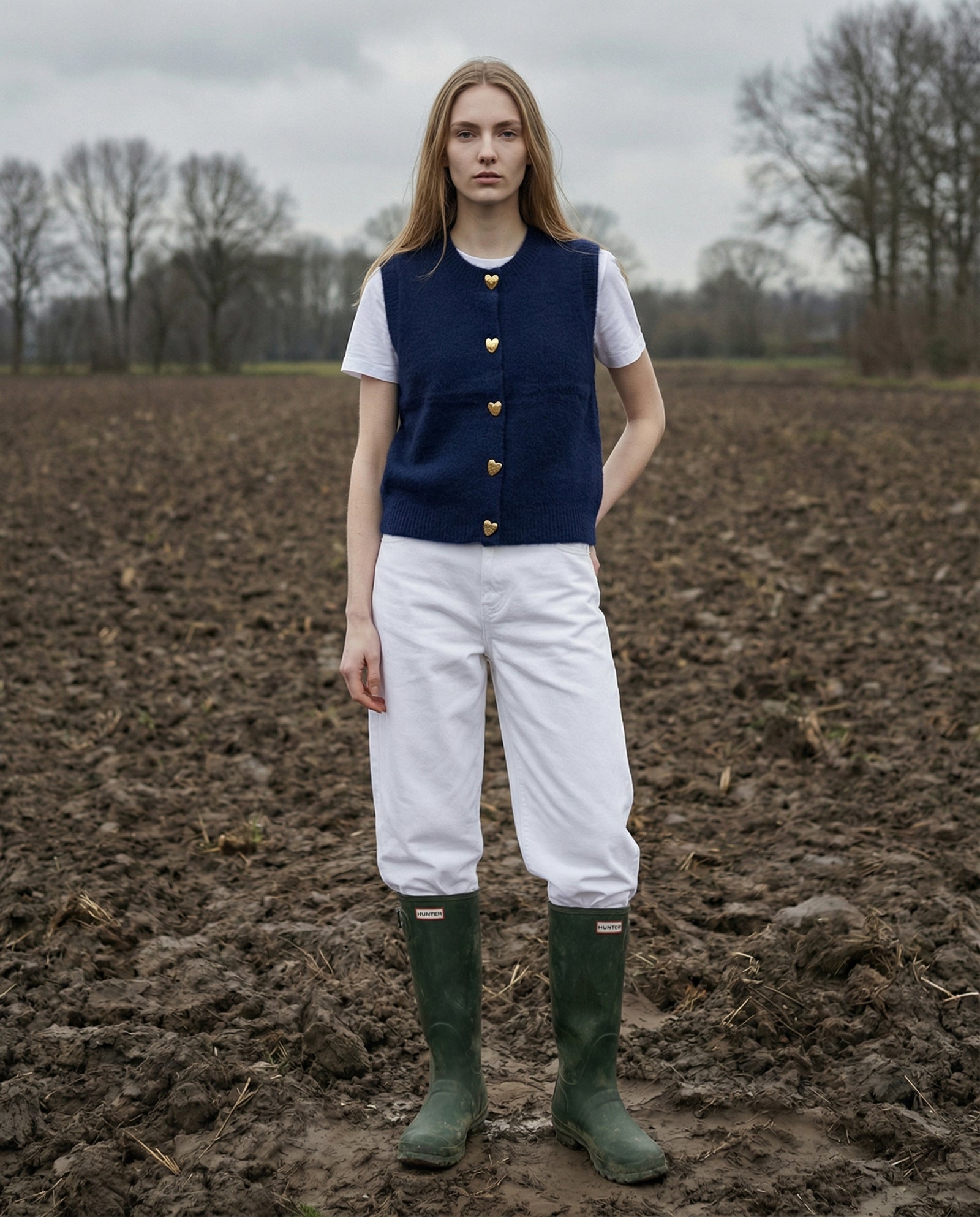 ELAH | Sleeveless Buttoned Cardigan  | Navy