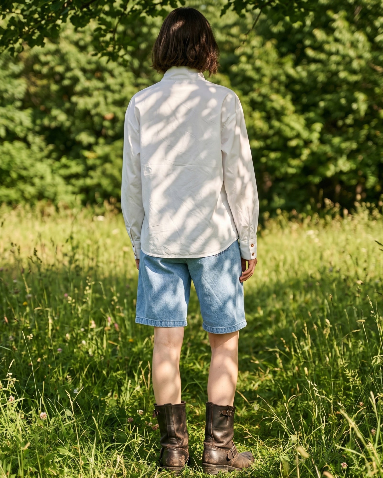 TIV | Stand Collar Shirt | White