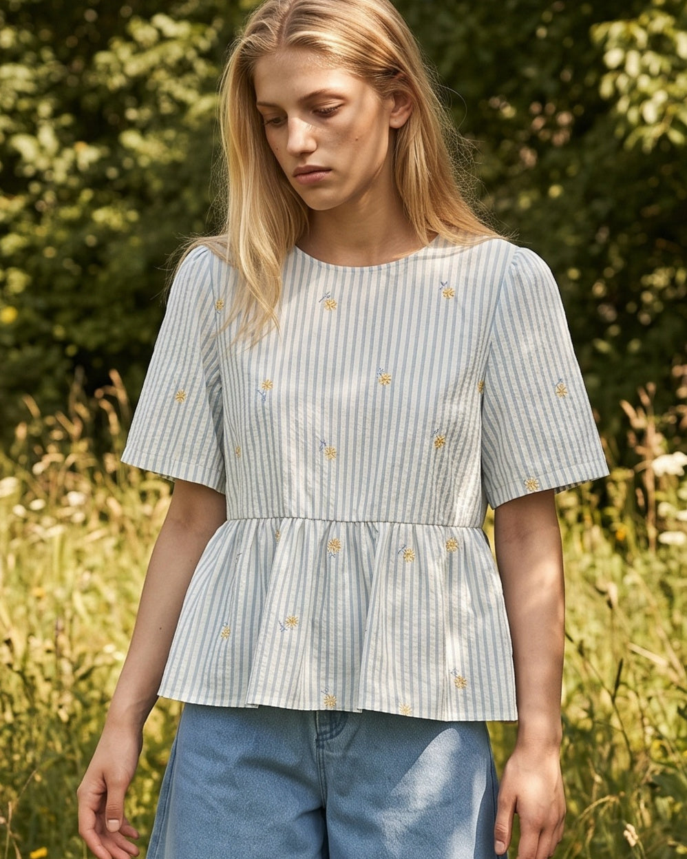 GRACIA | Peplum Blouse | Stripes