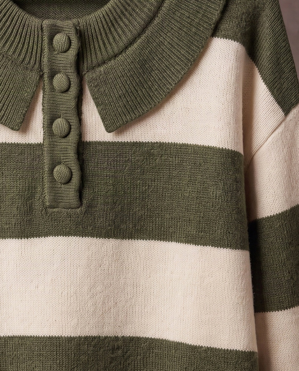 PIA | Striped Collared Knit | Olive Stripes