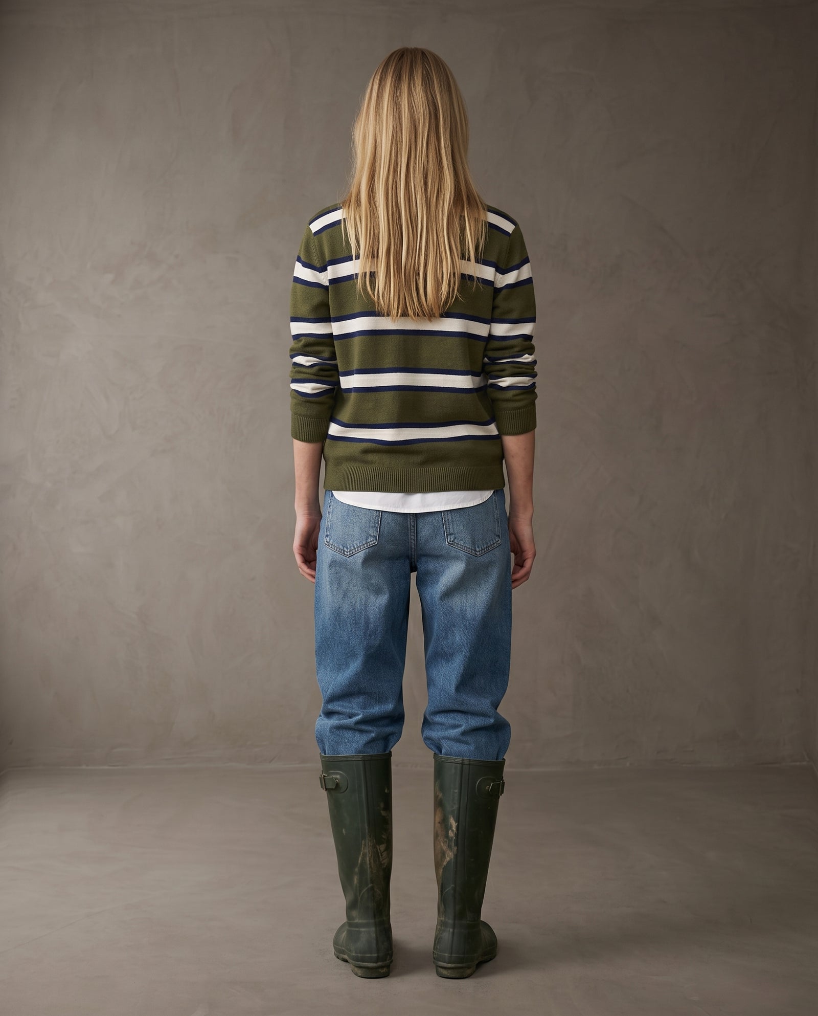 CHRISTIE | Striped Knitted Polo | Olive Stripes
