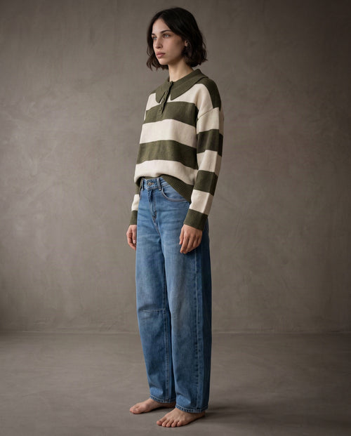 PIA | Striped Collared Knit | Olive Stripes