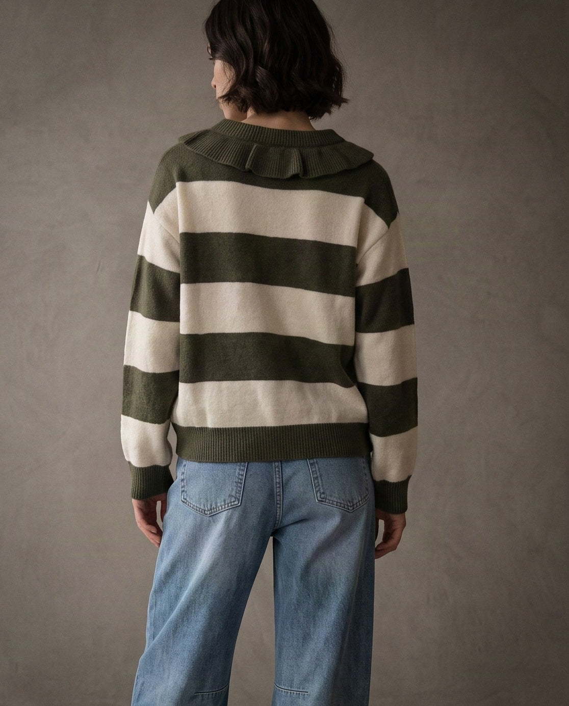 PIA | Striped Collared Knit | Olive Stripes