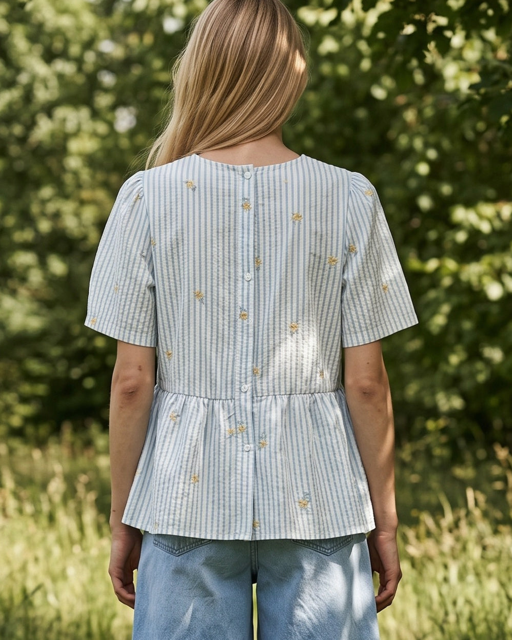 GRACIA | Peplum Blouse | Stripes