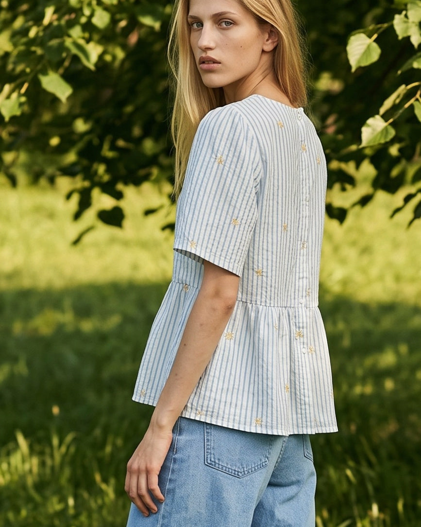 GRACIA | Peplum Blouse | Stripes