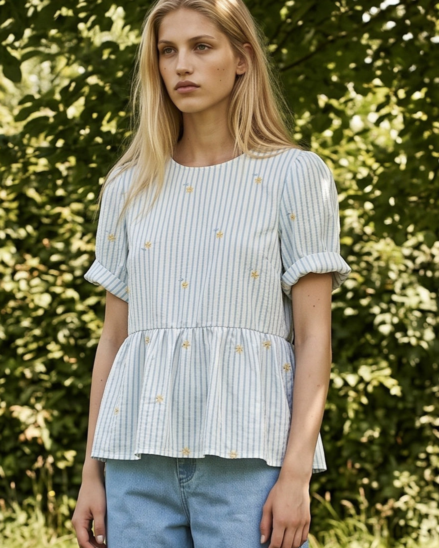 GRACIA | Peplum Blouse | Stripes