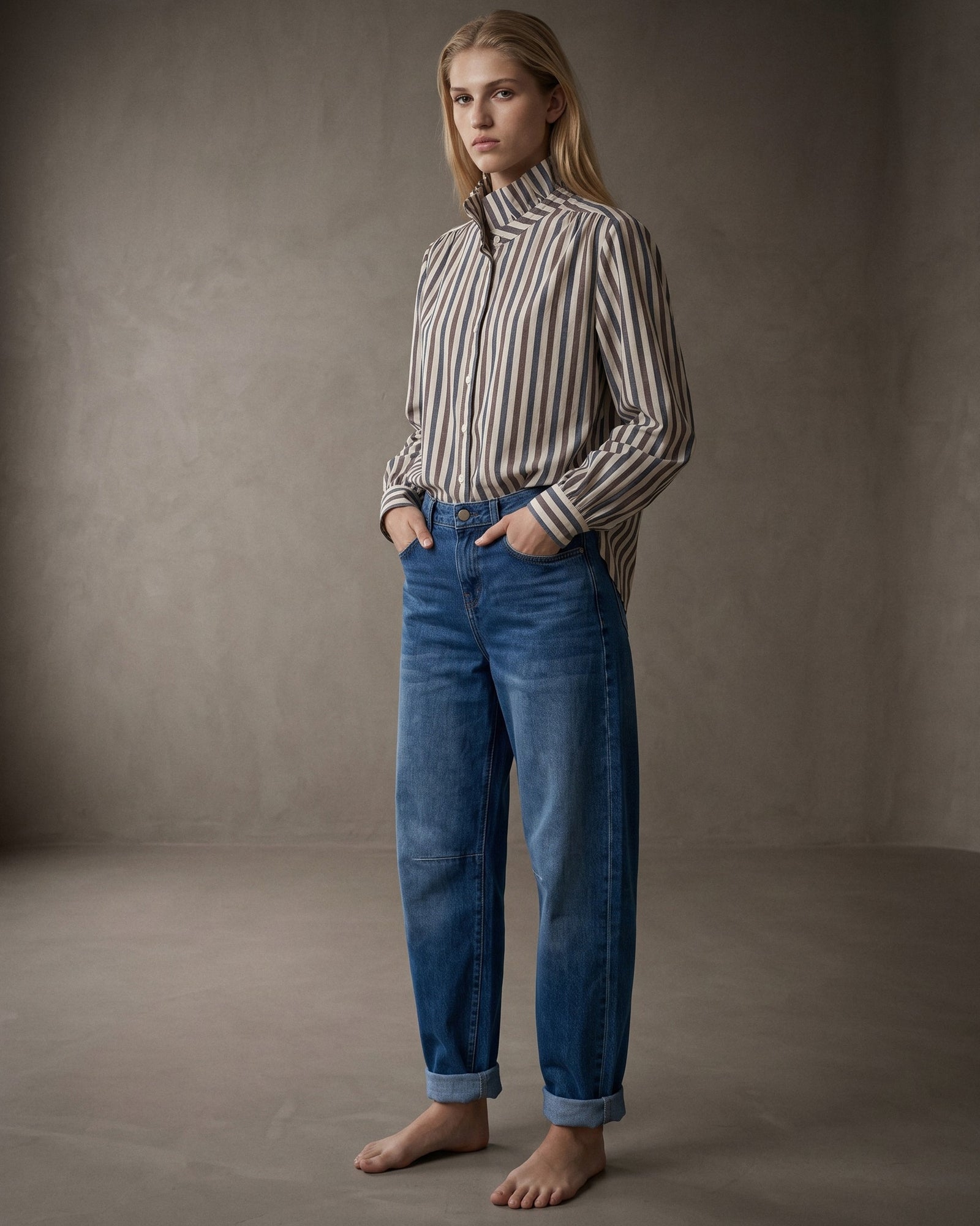 LOU | Ruffle Collar Striped | Stripes