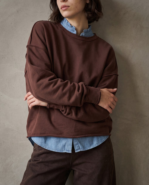 Eugénie | Raw Edge Relaxed Sweat | Chocolate