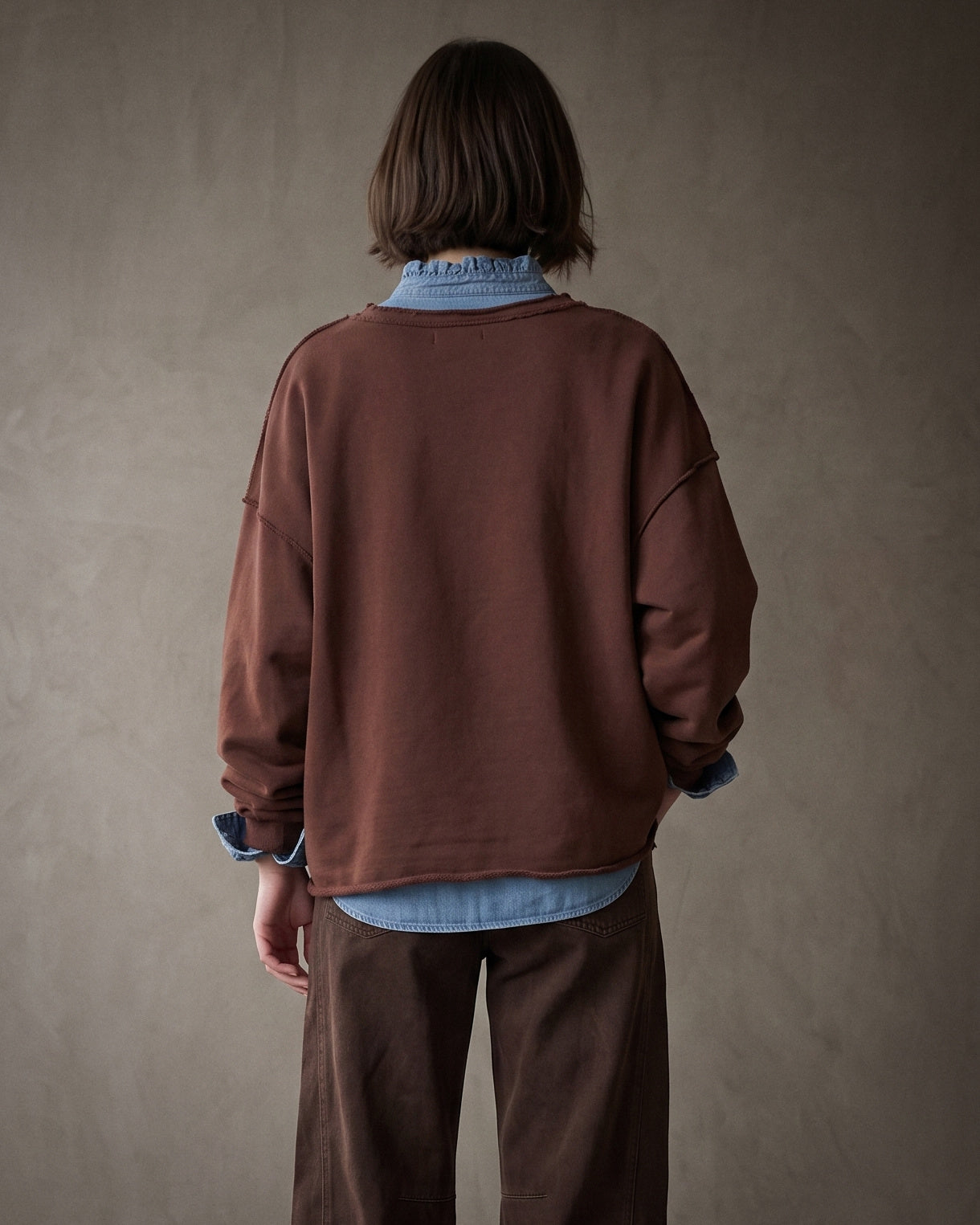 Eugénie | Raw Edge Relaxed Sweat | Chocolate