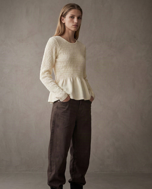CELESTE | Textured Peplum | Soft Ivory