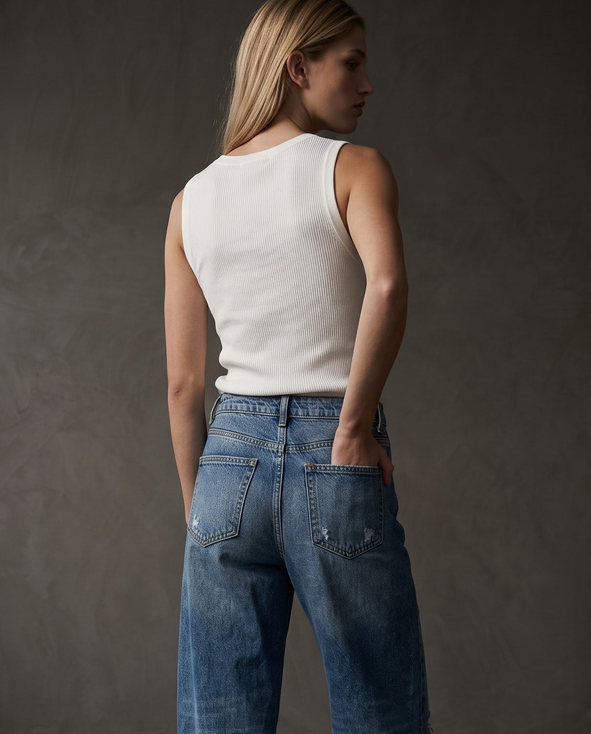 AYA | Ribbed Vest | Ecru