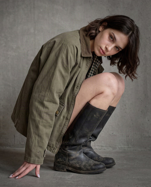 LOUISA | Washed Utility Jacket | Khaki