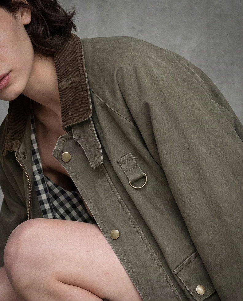 LOUISA | Washed Utility Jacket | Khaki