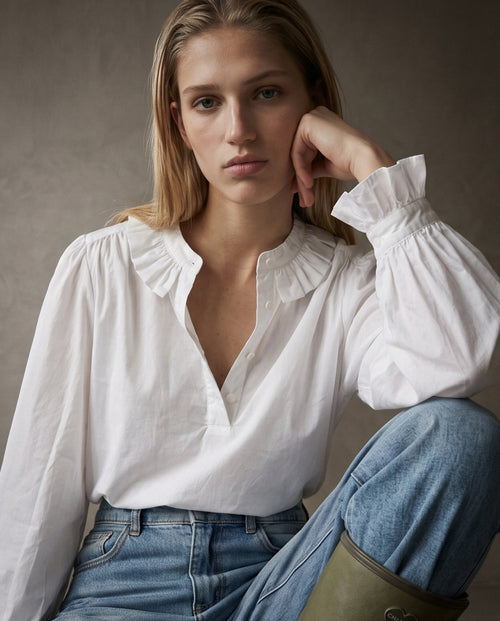 CHLO | Ruffle Collar Shirt | White