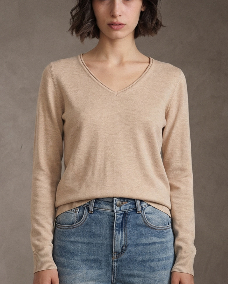 JOELLE | Cashmere Enriched Jumper | Beige