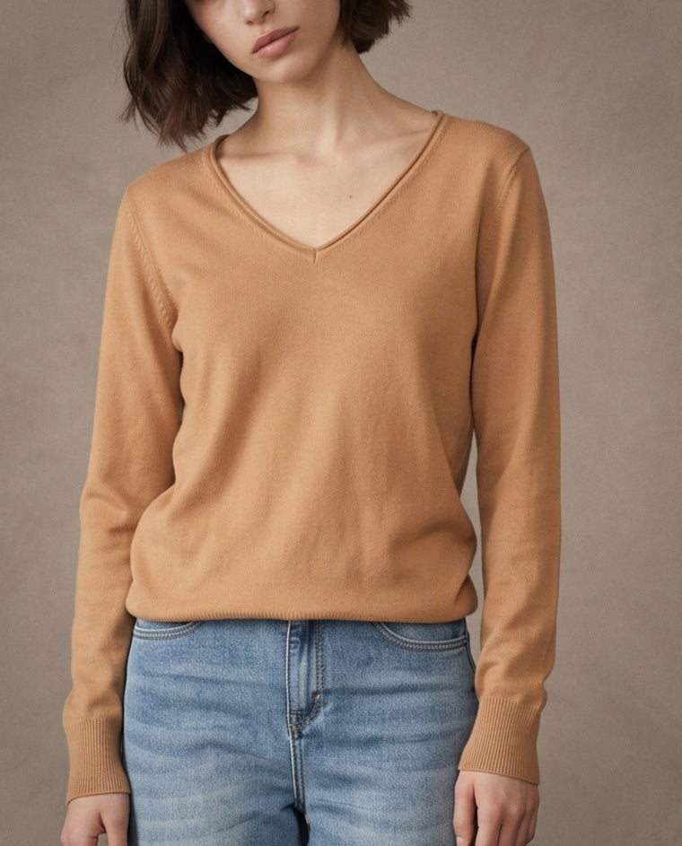 JOELLE | Cashmere Enriched Jumper | Caramel