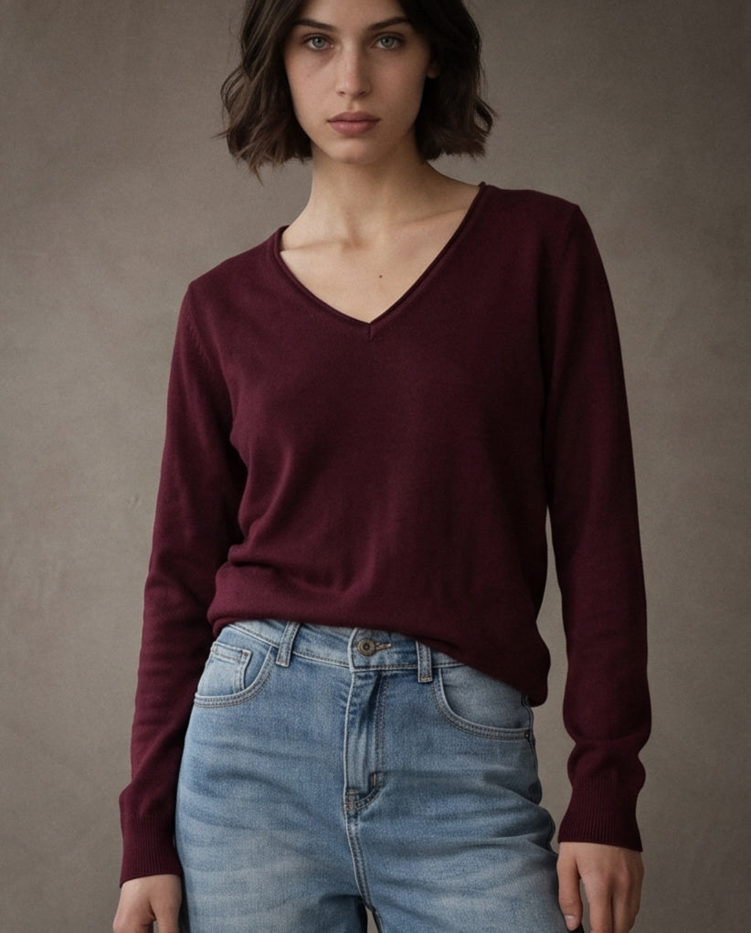 JOELLE | Cashmere Enriched Jumper | Burgundy