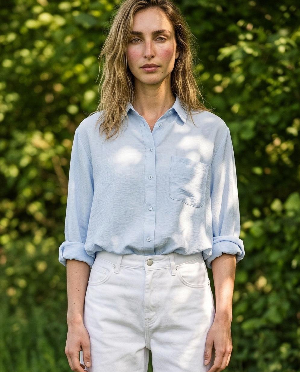 ABIGAIL  | Bubble Hem Shirt | Blue