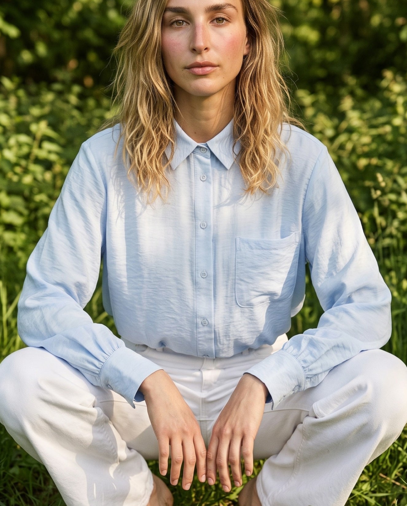 ABIGAIL  | Bubble Hem Shirt | Blue