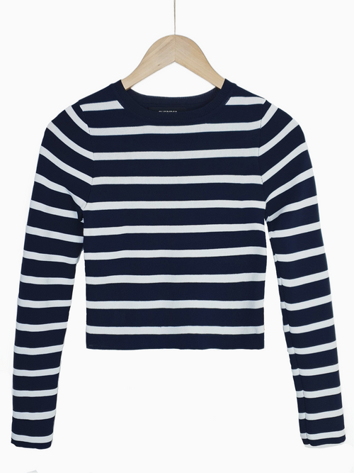 MISCHA | Cropped Striped Top | Navy / White
