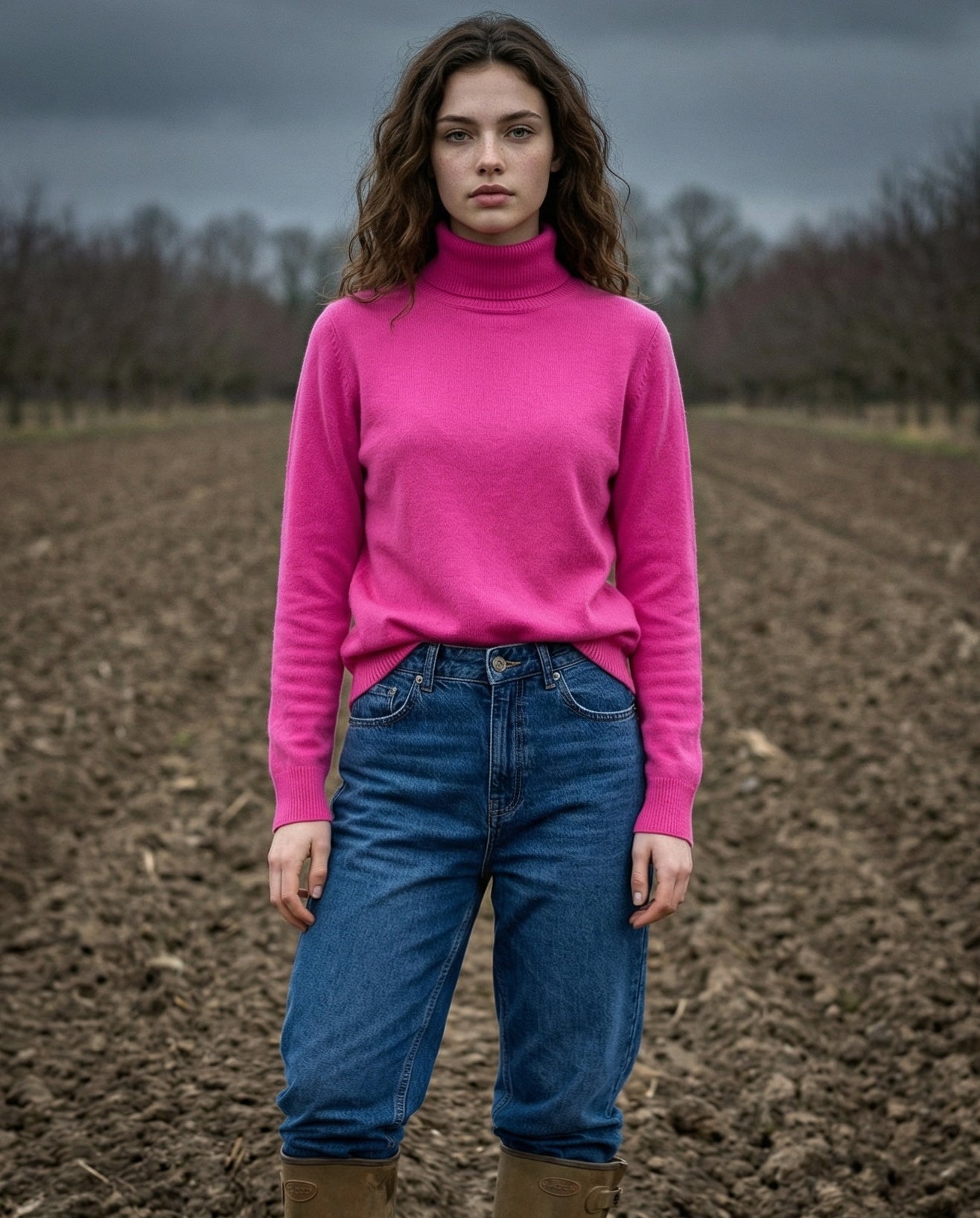 POLINA | Cashmere Enriched Roll Neck | Pink Bonbon