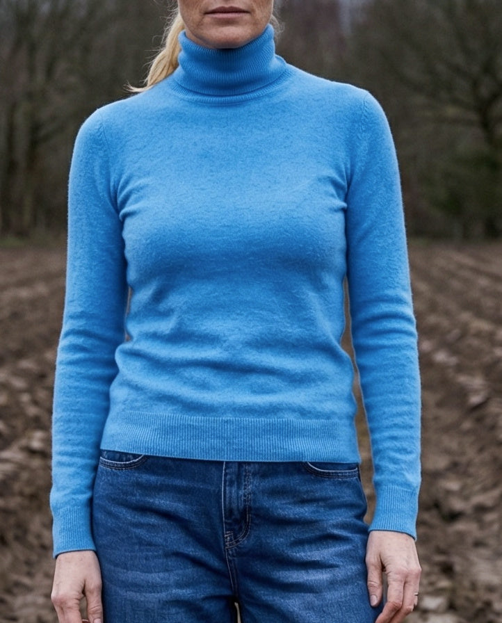POLINA | Cashmere Enriched Roll Neck | Blue