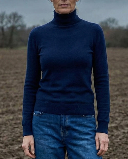 POLINA | Cashmere Enriched Roll Neck | Navy