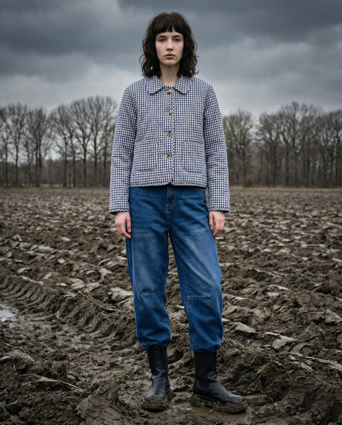 YEIRA | Women's Quilted Jacket | Blue Check