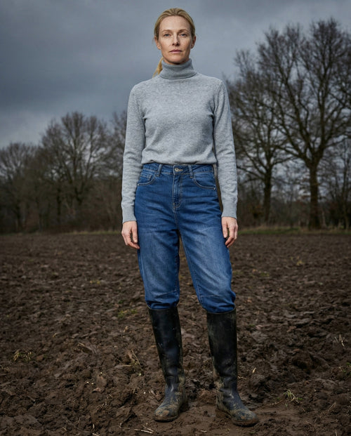 POLINA | Cashmere Enriched Roll Neck | Grey Marl