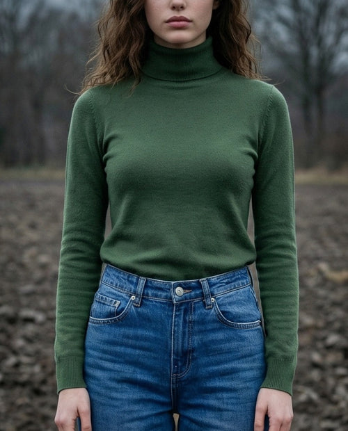 POLINA | Cashmere Enriched Roll Neck | Khaki