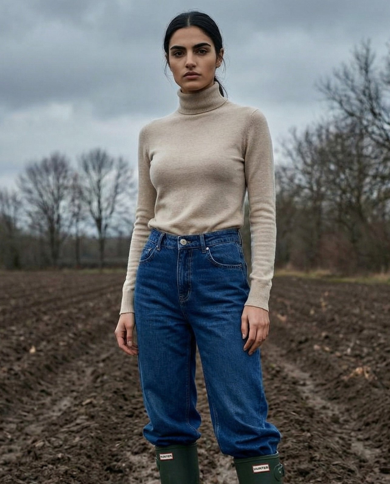 POLINA | Cashmere Enriched Roll Neck | Beige