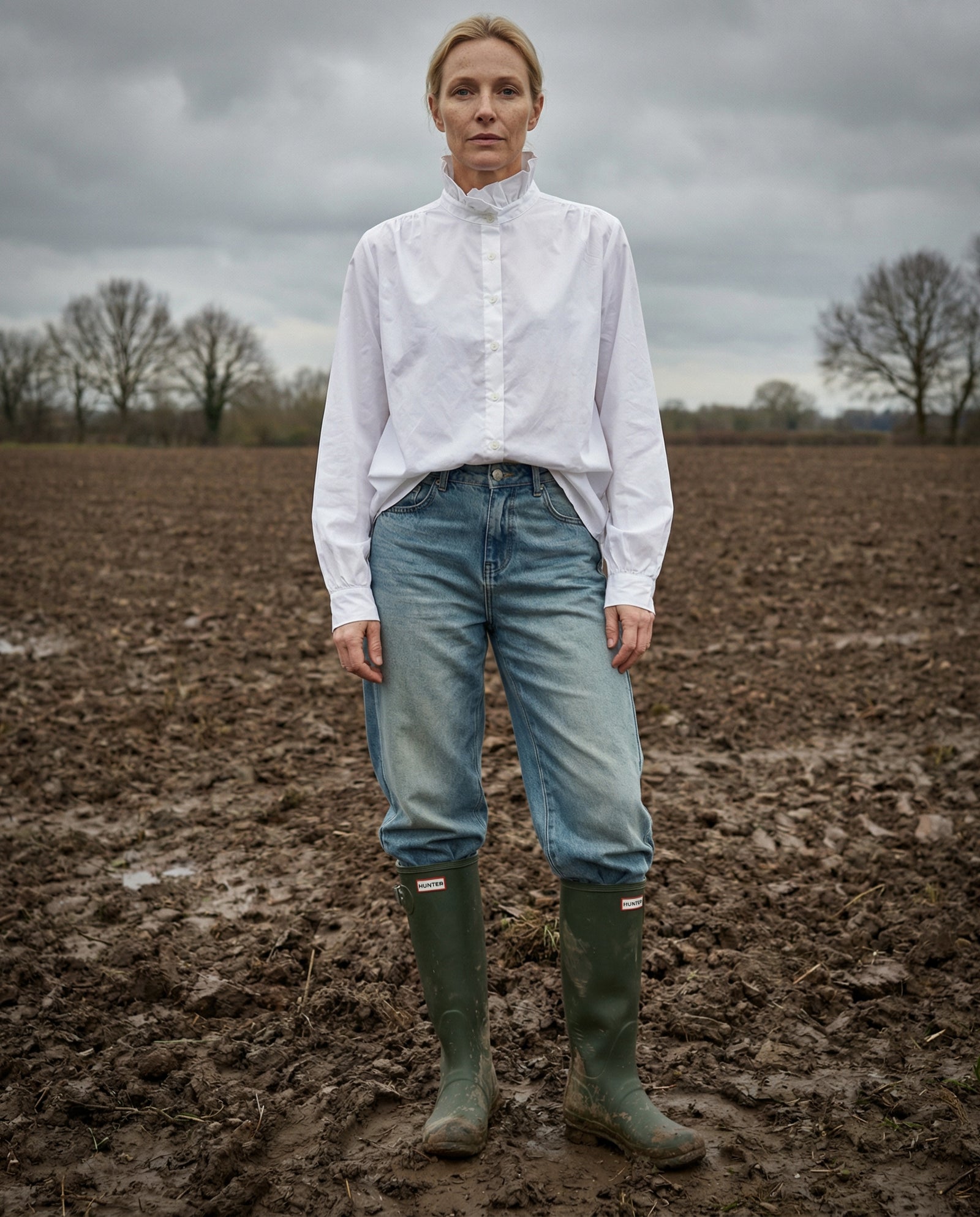 EDEN | Ruffle Collar Shirt | White
