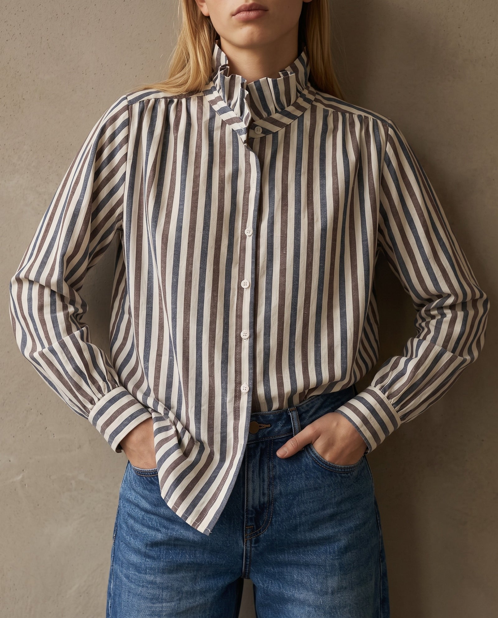 LOU | Ruffle Collar Striped | Stripes