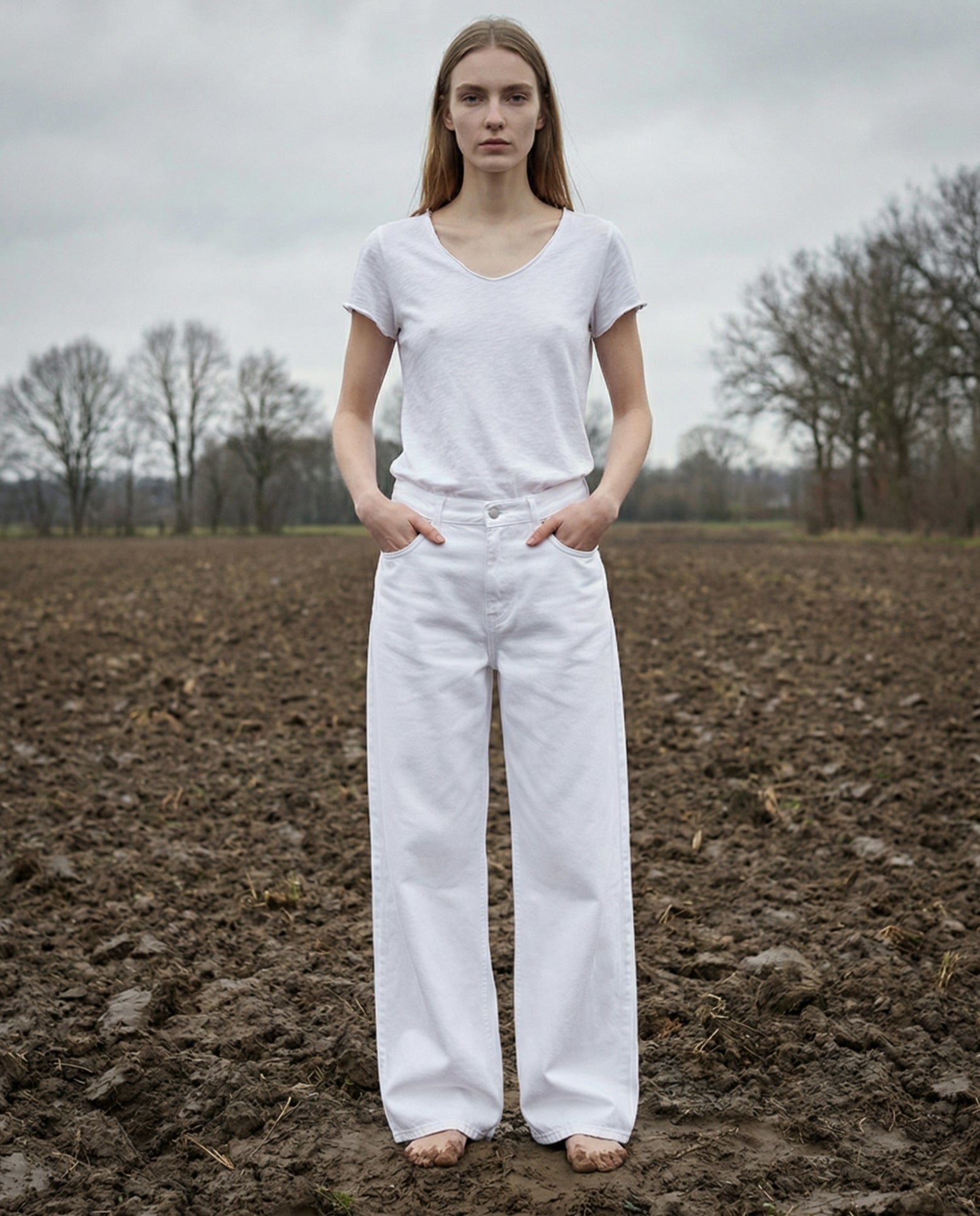 PAZIT | Baggy Cut Wide Leg Jeans | White