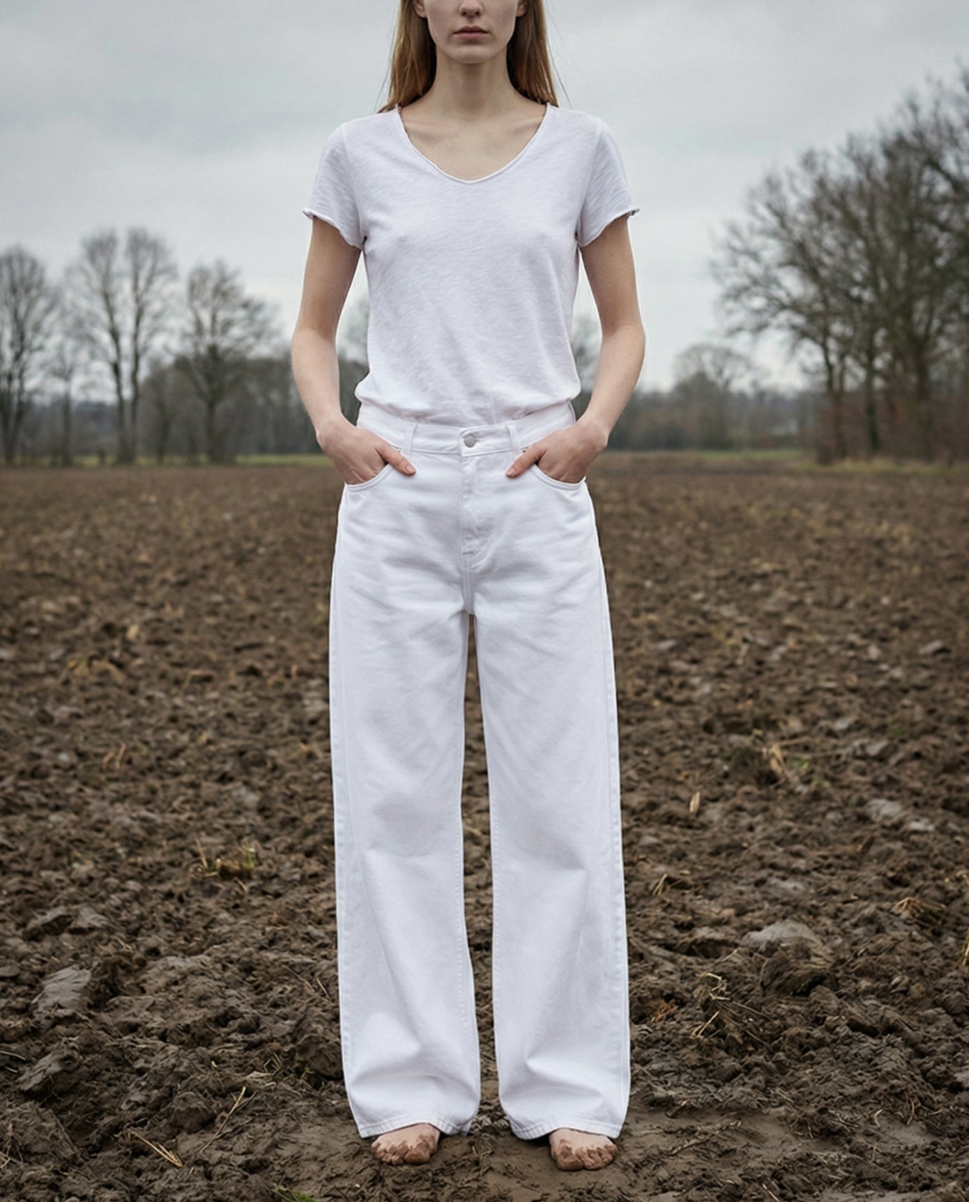 PAZIT | Baggy Cut Wide Leg Jeans | White